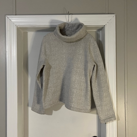 J Crew Heavy long sleeved turtleneck sweatshirt XL Gray Herringbone - Picture 1 of 6